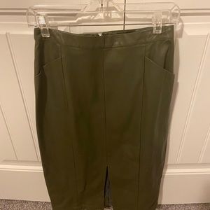 Olive Green Faux leather skirt!